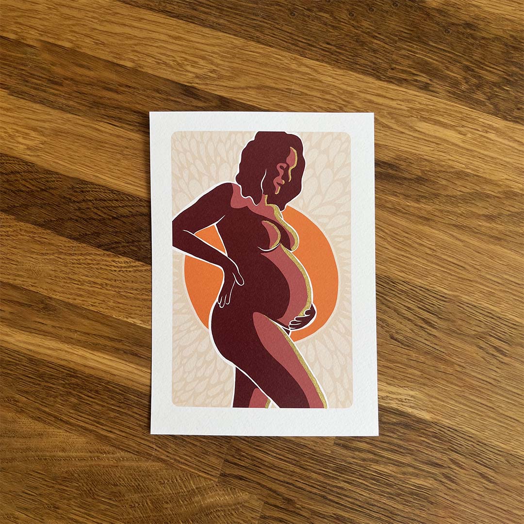 Gepersonaliseerde illustratie van jouw zwangere lichaam/buik