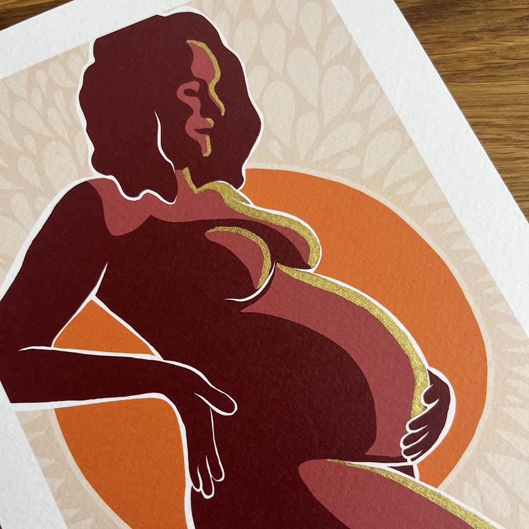 Gepersonaliseerde illustratie van jouw zwangere lichaam/buik